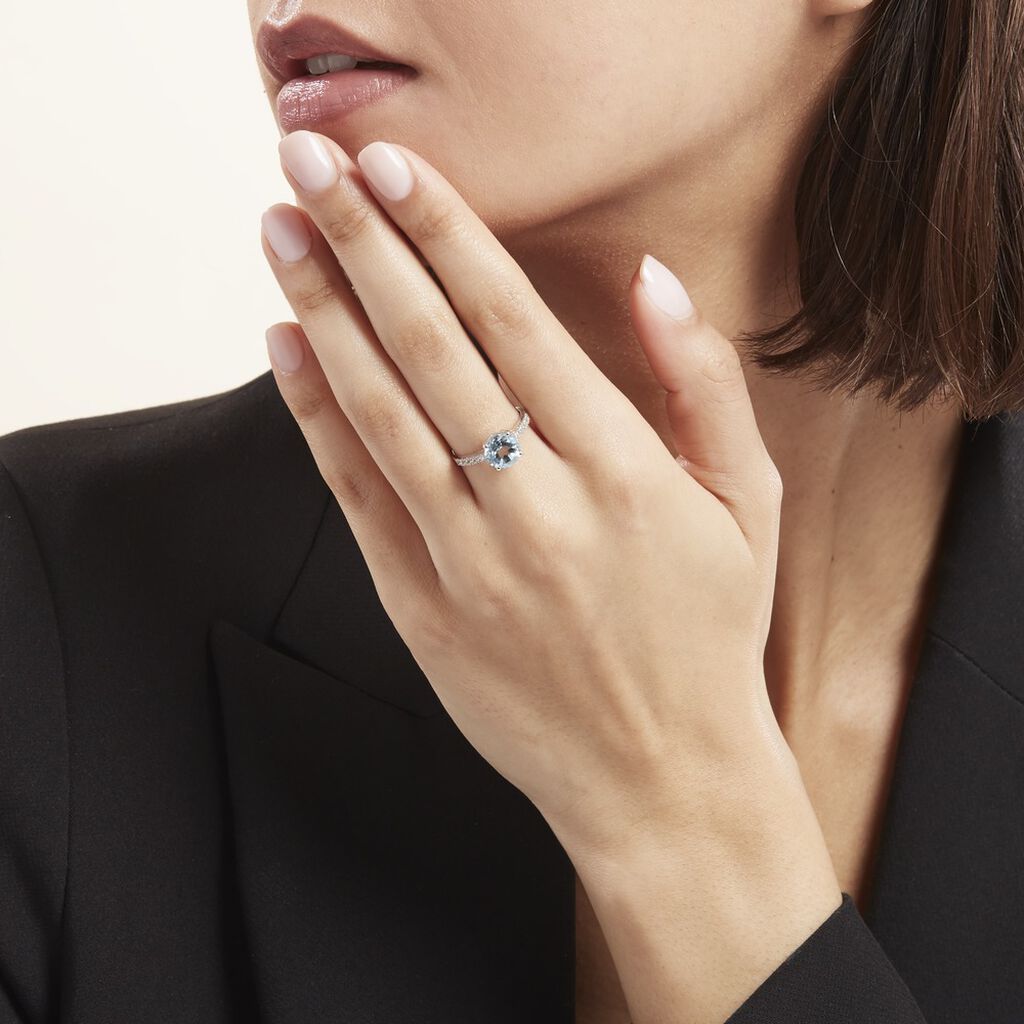 Bague Or Blanc Terese Topaze Oxydes De Zirconium - Bagues solitaires Femme | Histoire d’Or
