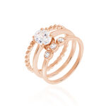 Bague Solitaire Tavira Argent Rose Oxyde De Zirconium - Bagues de fian&ccedil;ailles ronde Femme | Histoire d&rsquo;Or