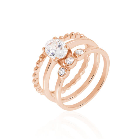 Bague Solitaire Tavira Argent Rose Oxyde De Zirconium - Bagues de fian&ccedil;ailles ronde Femme | Histoire d&rsquo;Or
