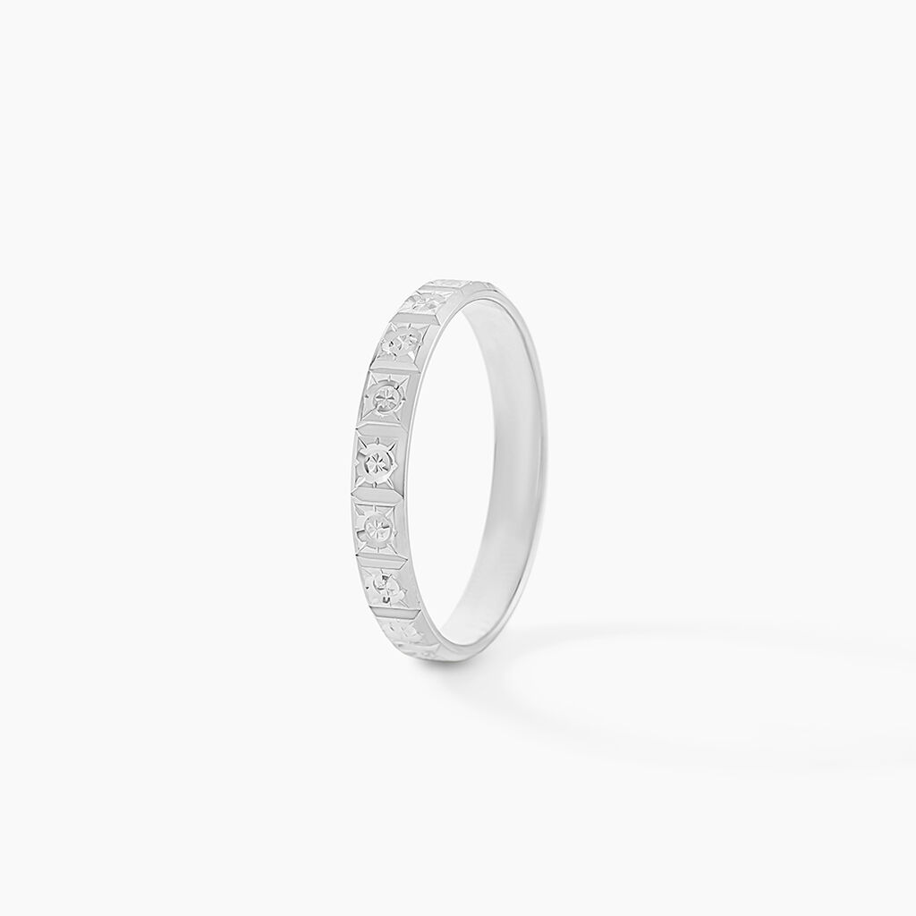 Alliance Marya Carree Diamantee Ruban Plat Or Blanc - Alliances Unisex | Histoire d&rsquo;Or