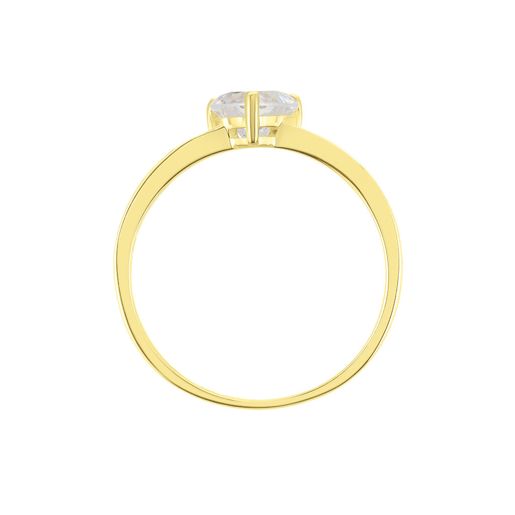 Bague Or Jaune Solitaire Accompagné Robbie Oxyde De Zirconium - Bagues solitaires Femme | Histoire d’Or