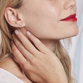 Boucles D'oreilles Puces Victoria Platine Blanc Diamant - Clous d'oreilles Famille | Histoire d’Or