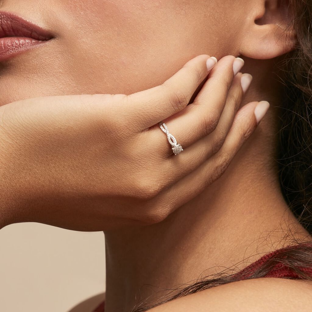 Bague Roseline Or Blanc Diamant - Bagues solitaires Femme | Histoire d’Or