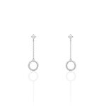 Boucles D'oreilles Pendantes Lim Or Blanc Oxyde De Zirconium - Boucles d'oreilles pendantes Femme | Histoire d&rsquo;Or