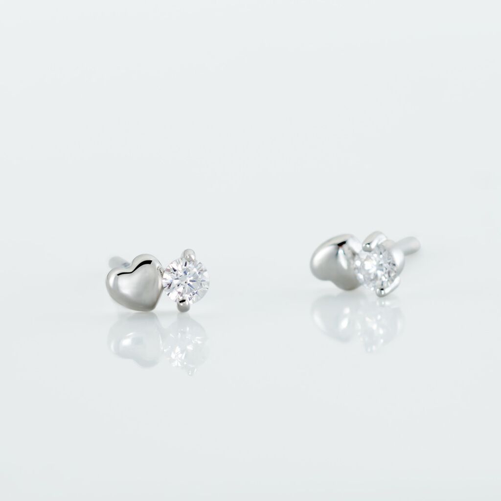 Boucles D'oreilles Puces Amani Argent Blanc Oxyde De Zirconium - Boucles d'oreilles fantaisie Femme | Histoire d’Or