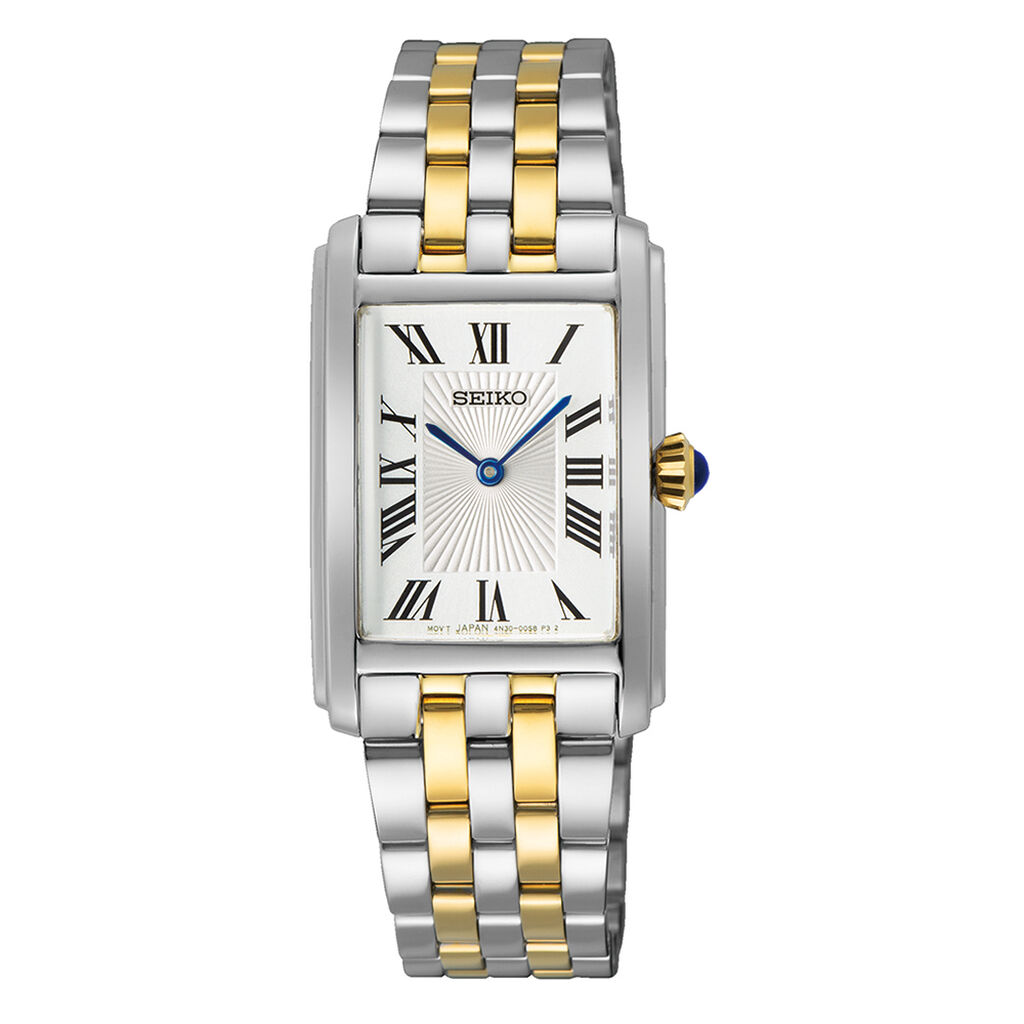 Montre Seiko Classique Blanc - Boîtier Blanc - Cadran Blanc - Bracelet Bicolore - Mécanisme en Quartz - Pour Femme - Histoire d'Or