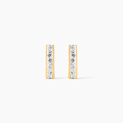 Boucles D'oreilles Puces Edme Barrettes Or Jaune Strass - Clous d'oreilles Femme | Histoire d&rsquo;Or