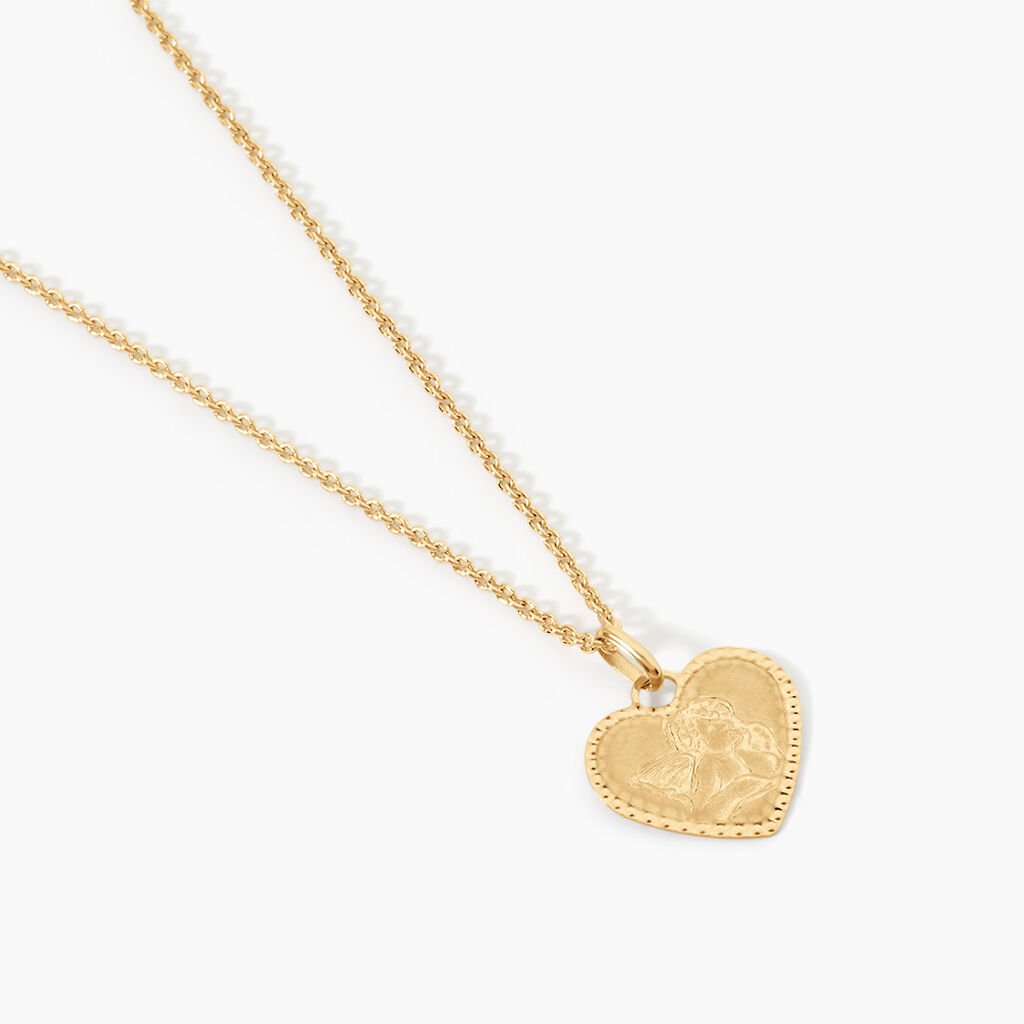 Pendentif Ange Coeur Argent Dor&eacute; A L'Or 750/1000 - Pendentifs Communion Femme | Histoire d&rsquo;Or