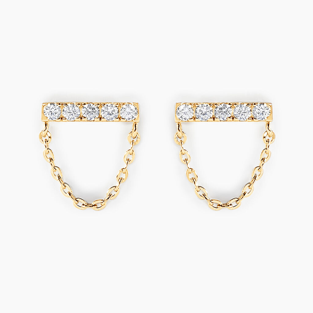 Boucles D'oreilles Pendantes Bartolomeo Or Jaune Oxyde De Zirconium - Boucles d'oreilles pendantes Femme | Histoire d&rsquo;Or