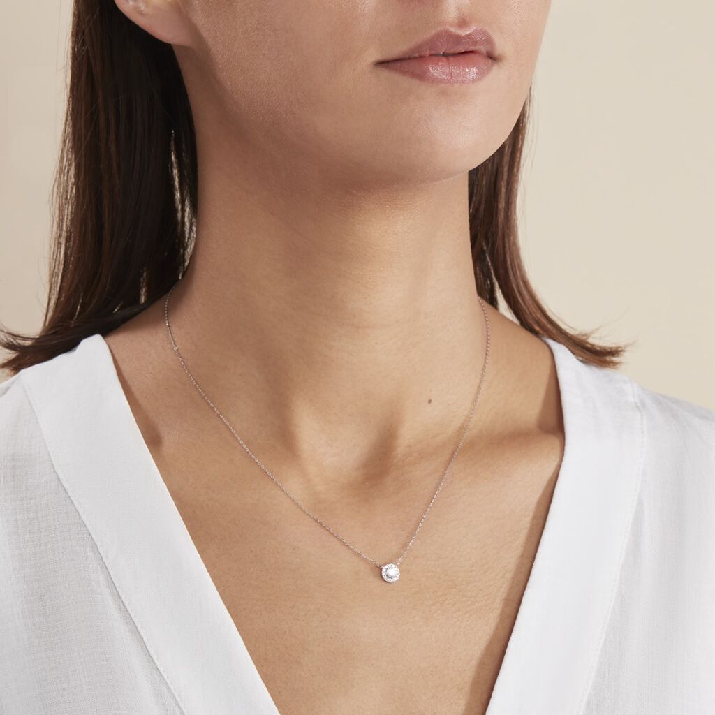 Collier Eurycide Or Blanc Oxyde De Zirconium - Colliers Femme | Histoire d’Or