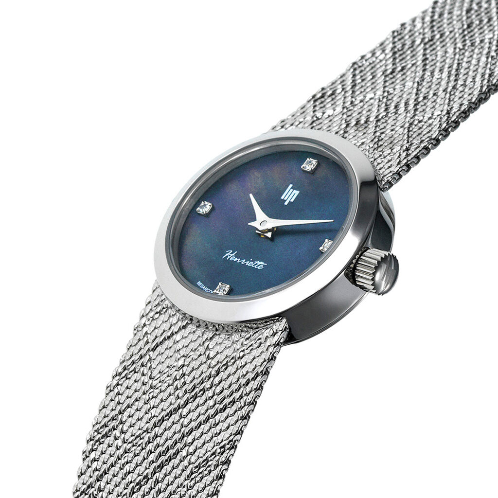 Montre Lip Henriette Diamant Nacre Noire - Id&eacute;es cadeaux Femme | Histoire d&rsquo;Or