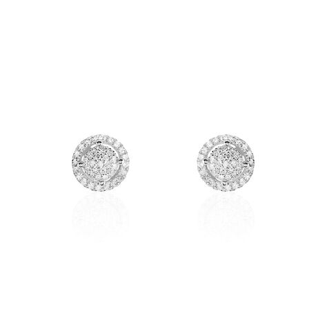 Boucles D'oreilles Puces Soleil D'hiver Or Blanc Diamant - Clous d'oreilles Femme | Histoire d’Or