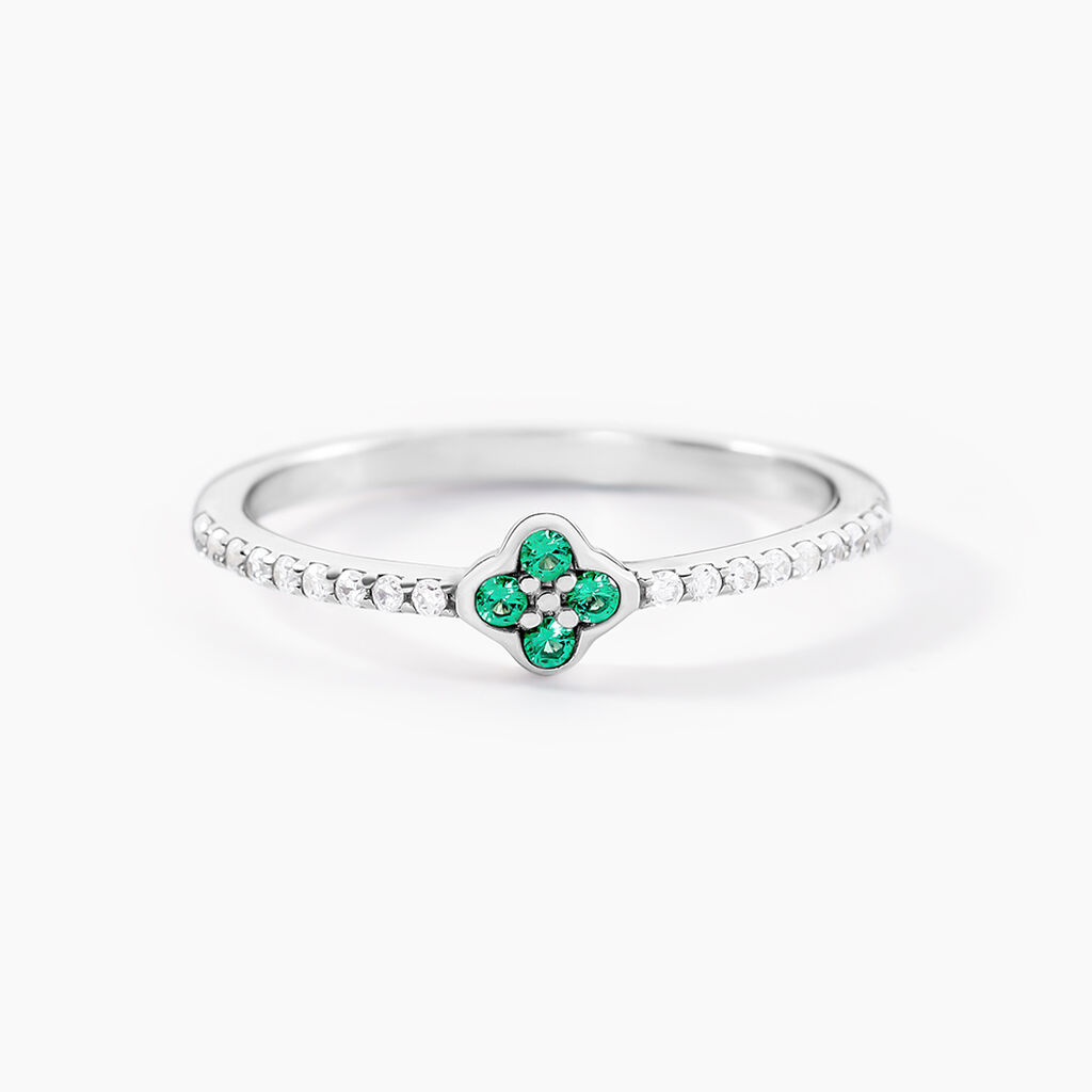 Bague Clova Argent Blanc Pierre De Synthese Oxyde De Zirconium - Bagues avec pierre Femme | Histoire d&rsquo;Or