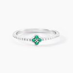 Bague Clova Argent Blanc Pierre De Synthese Oxyde De Zirconium - Bagues avec pierre Femme | Histoire d&rsquo;Or