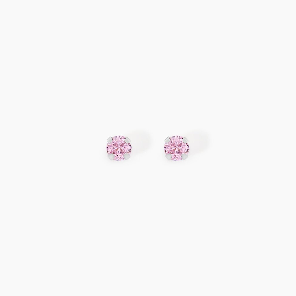Boucles D'oreilles Puces Carin Or Blanc Oxyde De Zirconium - Clous d'oreilles Femme | Histoire d&rsquo;Or