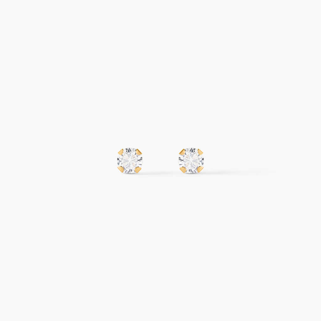 Boucles D'oreilles Puces Eddie Or Jaune Oxyde De Zirconium - Clous d'oreilles Femme | Histoire d&rsquo;Or