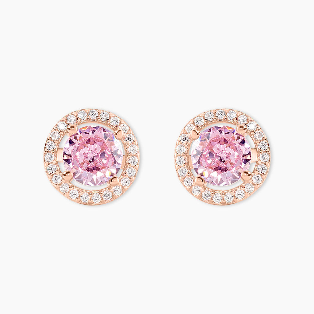 Boucles D'oreilles Puces Rio Argent Rose Oxyde - Boucles d'oreilles fantaisie Femme | Histoire d&rsquo;Or