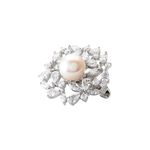 Broche Kaki Argent Blanc Perle De Culture - Autres bijoux Femme | Histoire d&rsquo;Or