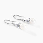Boucles D'oreilles Pendantes Taissia Or Blanc Perle Culture Et Oxyde - Boucles d'oreilles pendantes Femme | Histoire d&rsquo;Or