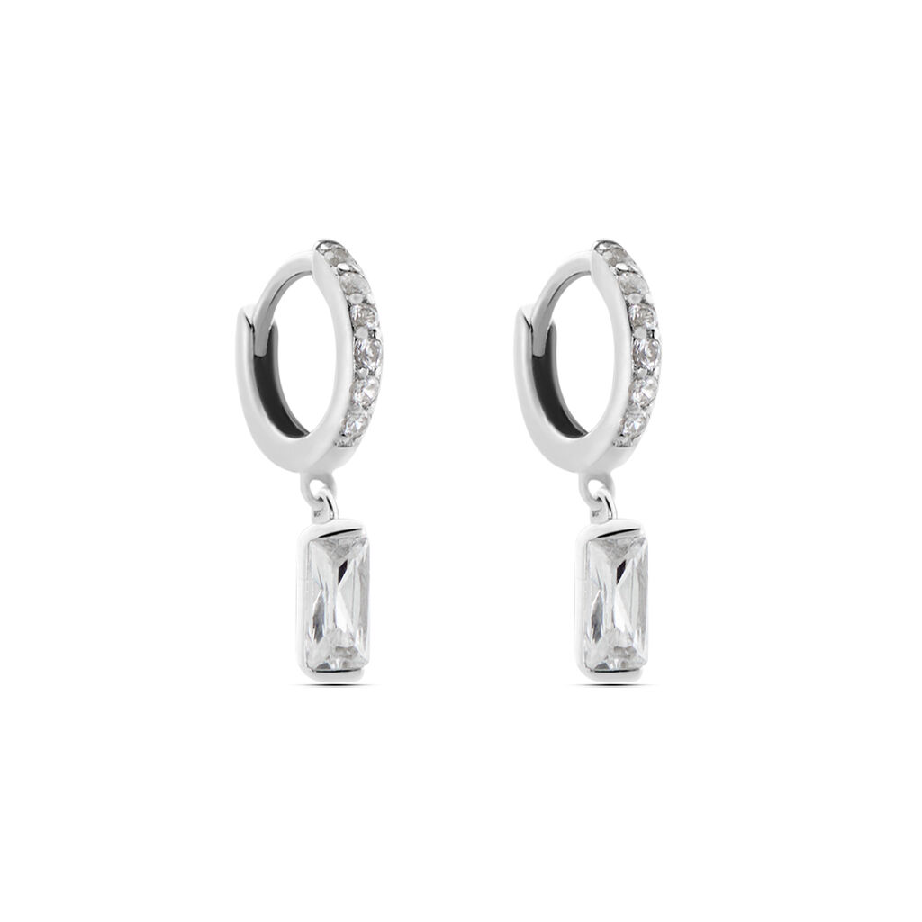 Créoles Argent Blanc Irenion Oxydes De Zirconium - Boucles d'oreilles créoles Femme | Histoire d’Or