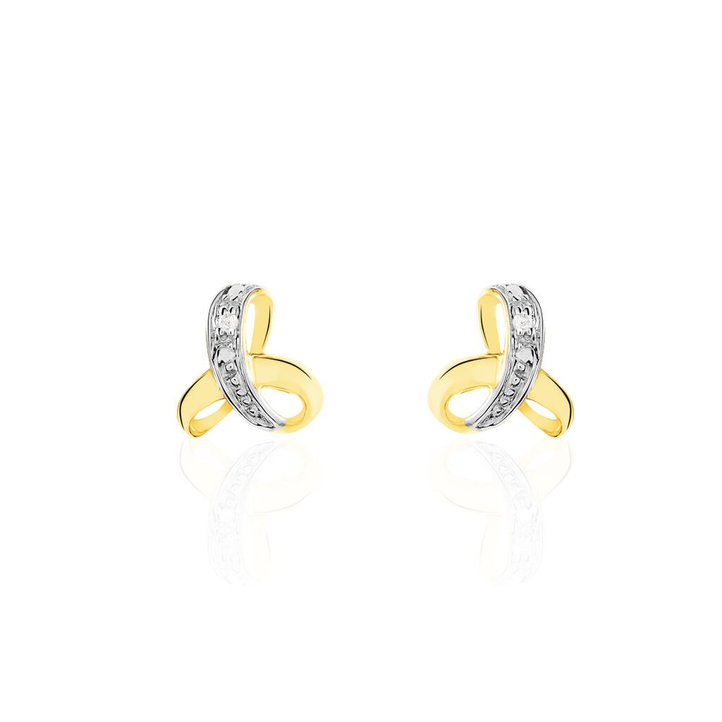boucles d'oreilles puces volute or jaune diamant