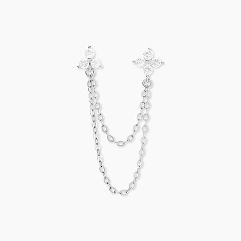 Collier Clova Argent Blanc Oxyde De Zirconium - Boucles d'oreilles fantaisie Femme | Histoire d’Or