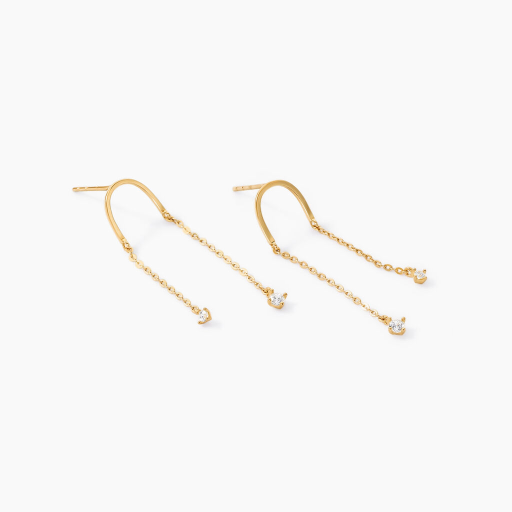 Boucles D'oreilles Pendantes Falling Star Or Jaune Oxyde De Zirconium - Boucles d'oreilles pendantes Femme | Histoire d’Or