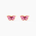 Boucles D'oreilles Puces Sulivia Papillon Or Jaune - Clous d'oreilles Enfant | Histoire d&rsquo;Or