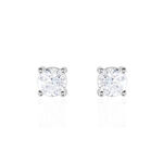 Boucles D'oreilles Puces 4 Griffes Or Blanc Diamant Synthetique - Clous d'oreilles Femme | Histoire d&rsquo;Or