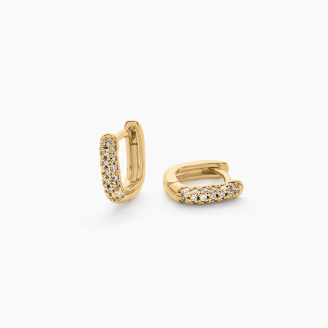 Créoles Liah Plaque Or Jaune Oxyde De Zirconium - Boucles d'oreilles créoles Femme | Histoire d’Or