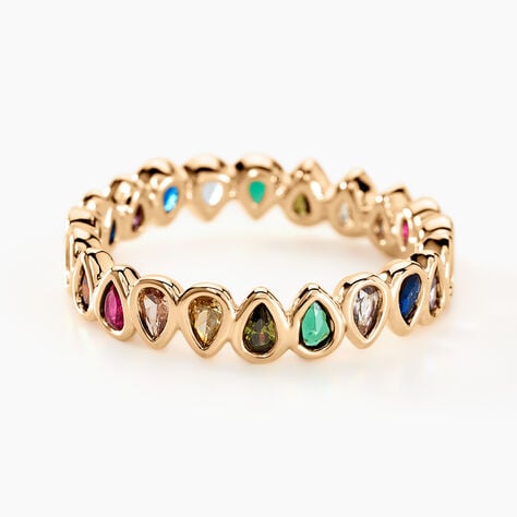 Bague Plaqu&eacute; Or Jaune Ethem Anneau Pierres Multicolores - Bagues avec pierre Femme | Histoire d&rsquo;Or