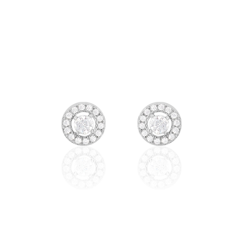Boucles D'oreilles Puces Star Or Blanc Oxyde De Zirconium - Clous d'oreilles Femme | Histoire d’Or