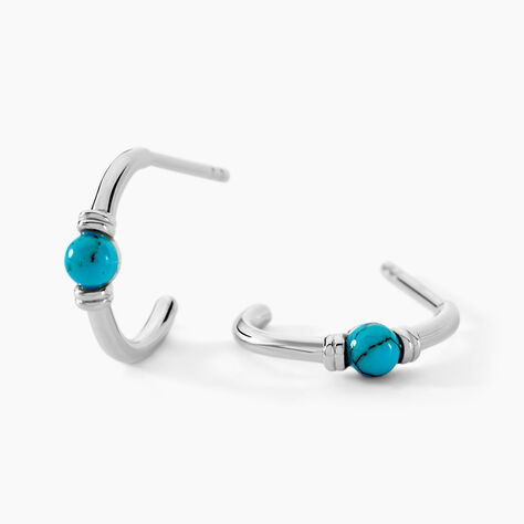Créoles Ocean Argent Blanc Turquoise - Boucles d'oreilles créoles Femme | Histoire d’Or
