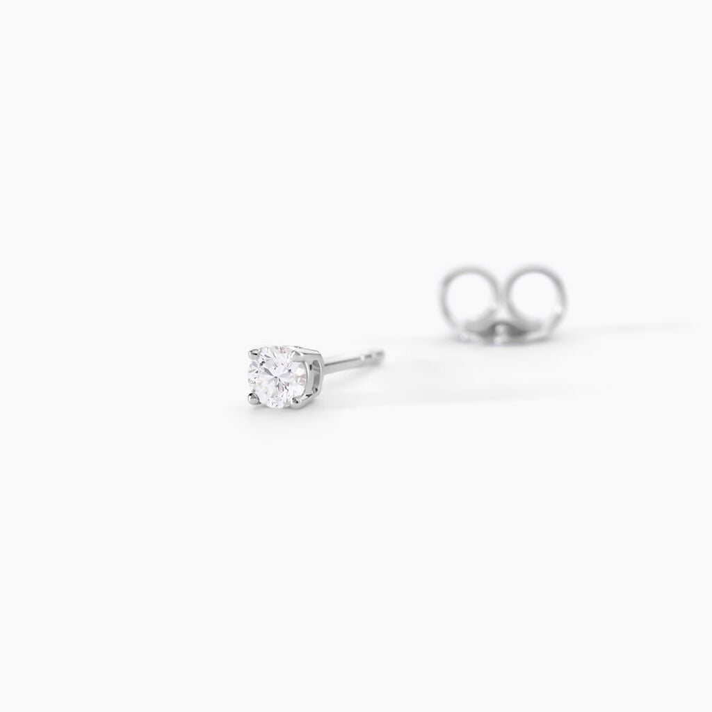 Boucles D'Oreilles Puces One Or Blanc Diamants - Boucles d'oreilles pierres pr&eacute;cieuses Femme | Histoire d&rsquo;Or