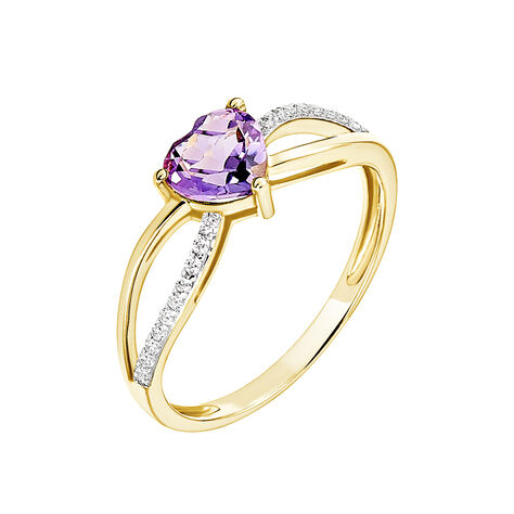 Bague Bertille Or Jaune Amethyste Et Oxyde De Zirconium - Bagues solitaires Femme | Histoire d’Or