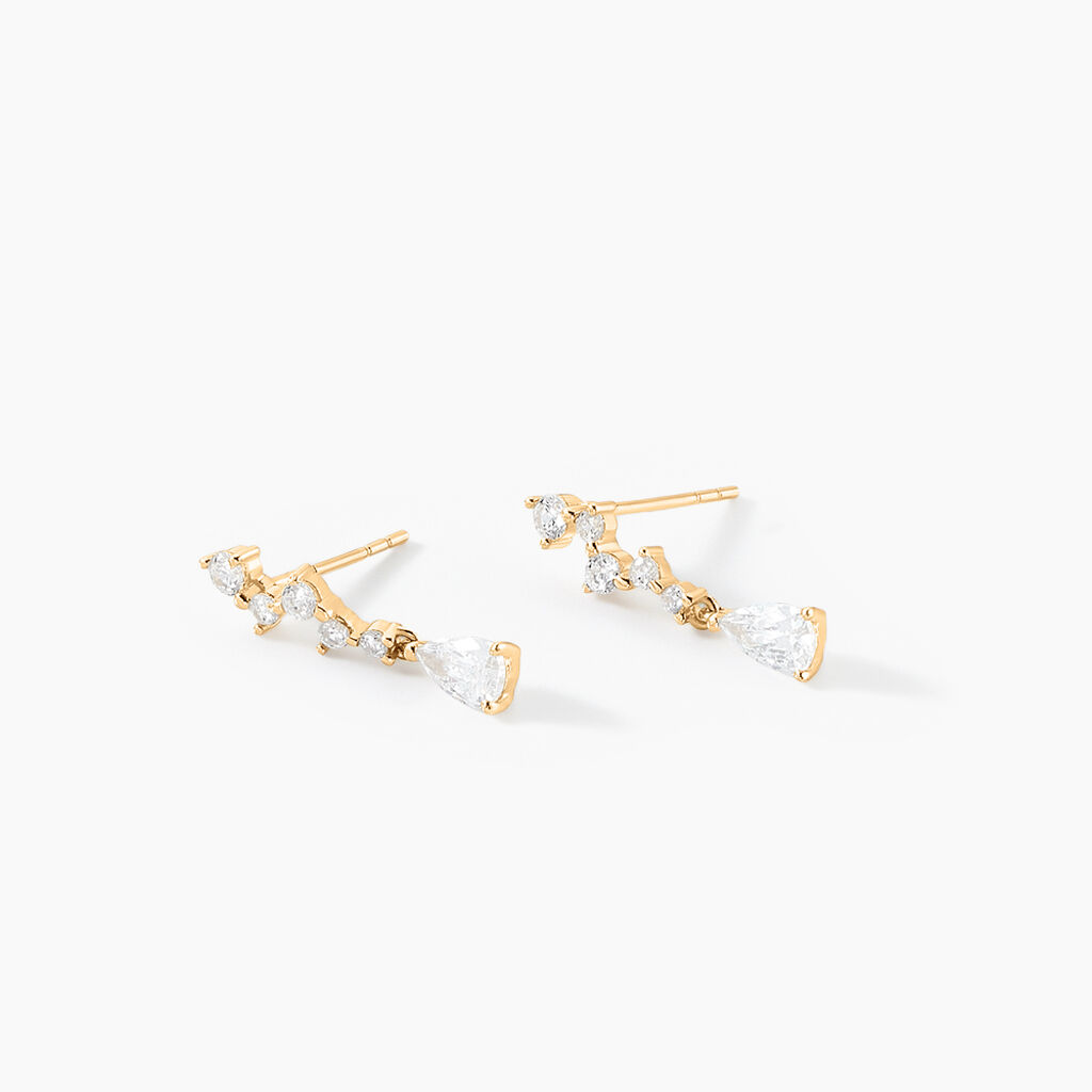 Boucles D'oreilles Pendantes Cegolene Or Jaune Oxyde De Zirconium - Boucles d'oreilles pendantes Femme | Histoire d’Or