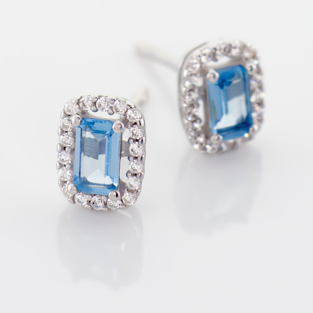 Boucles D'oreilles Puces Aladin Argent Blanc Oxyde De Zirconium - Boucles d'oreilles fantaisie Femme | Histoire d’Or