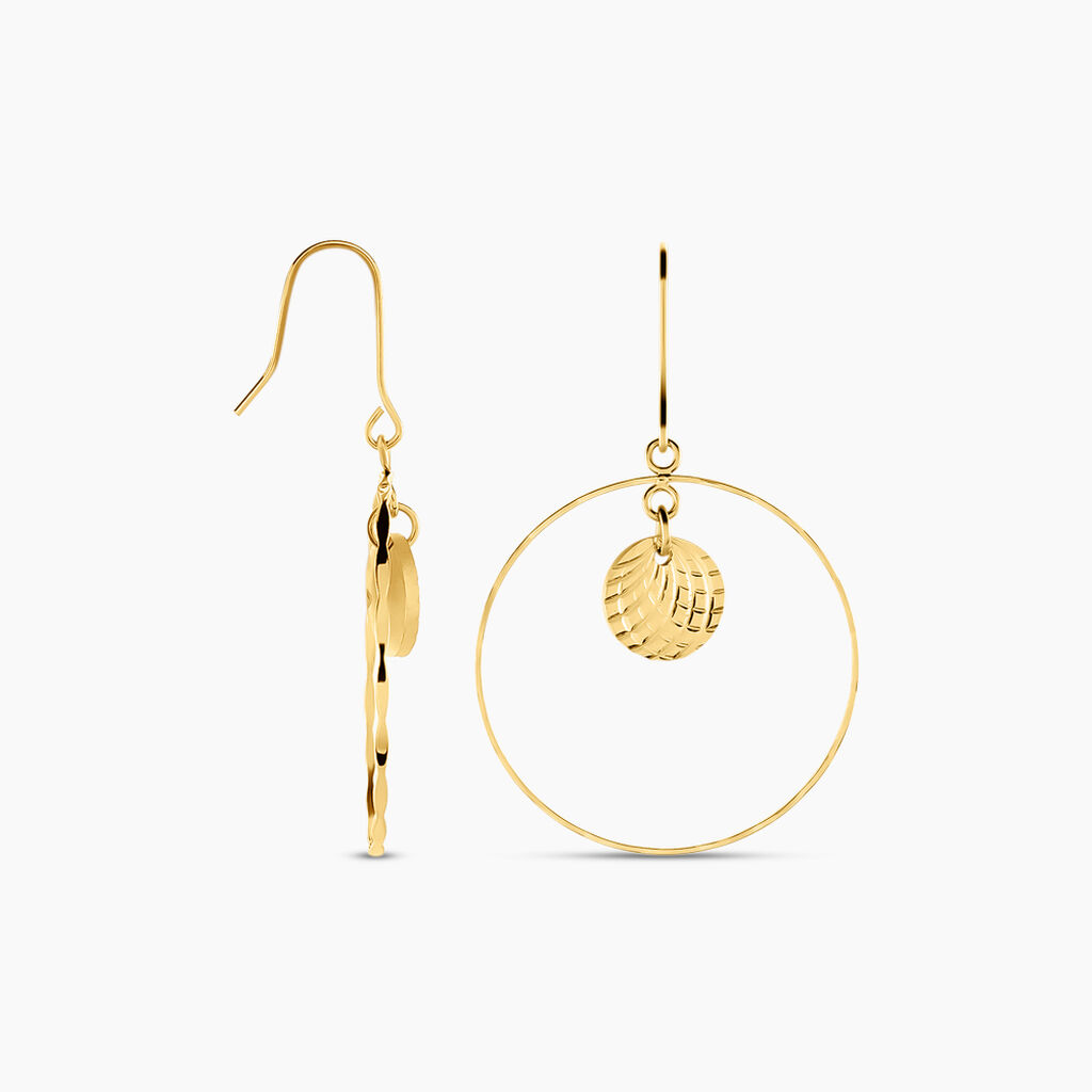 Boucles D'oreilles Pendantes Iakopa Acier Jaune - Boucles d'oreilles fantaisie Femme | Histoire d’Or