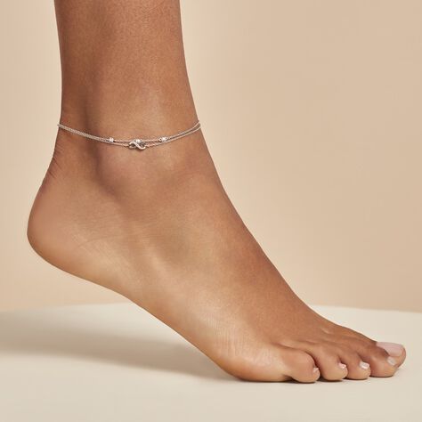 Chaîne De Cheville Aurelio Argent Blanc Oxyde De Zirconium - Chaînes de cheville Femme | Histoire d’Or