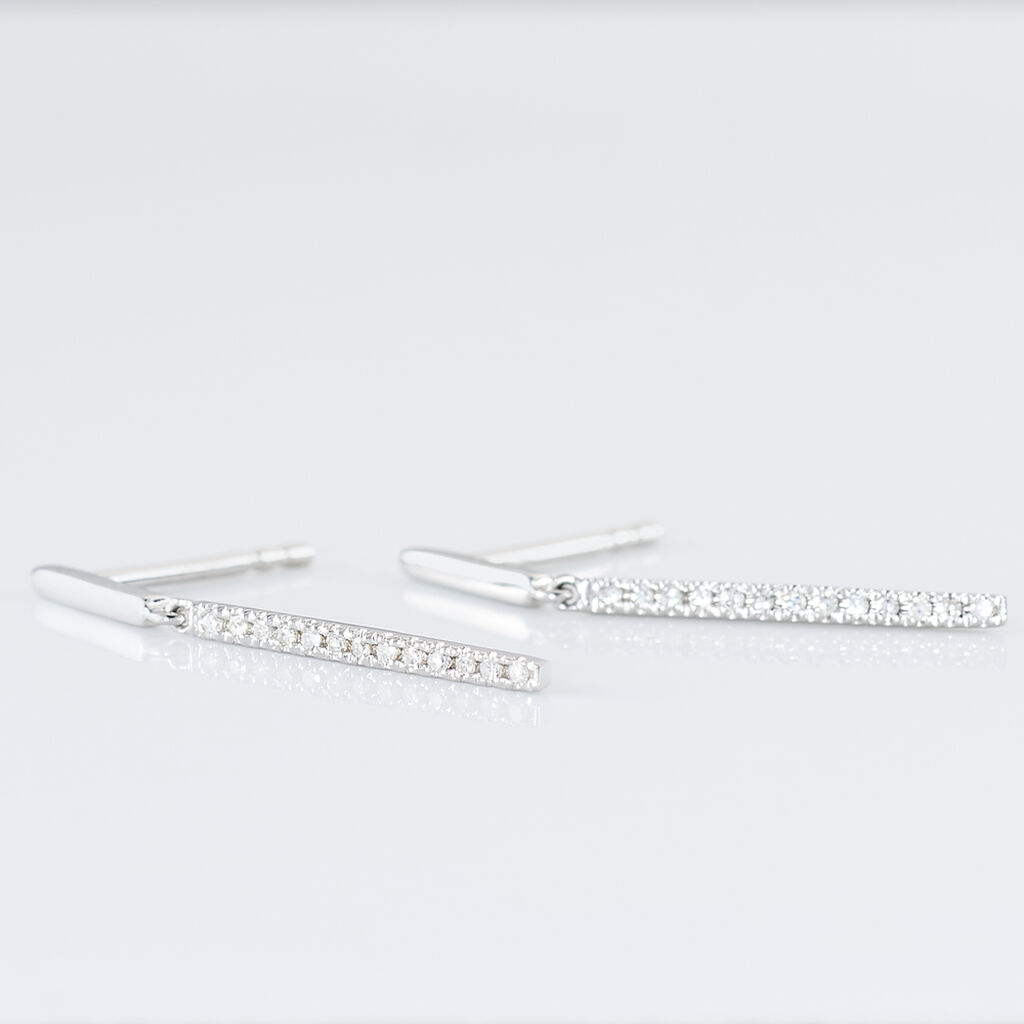 Boucles D'oreilles Puces Alayna Or Blanc Diamant - Boucles d'oreilles pendantes Femme | Histoire d’Or