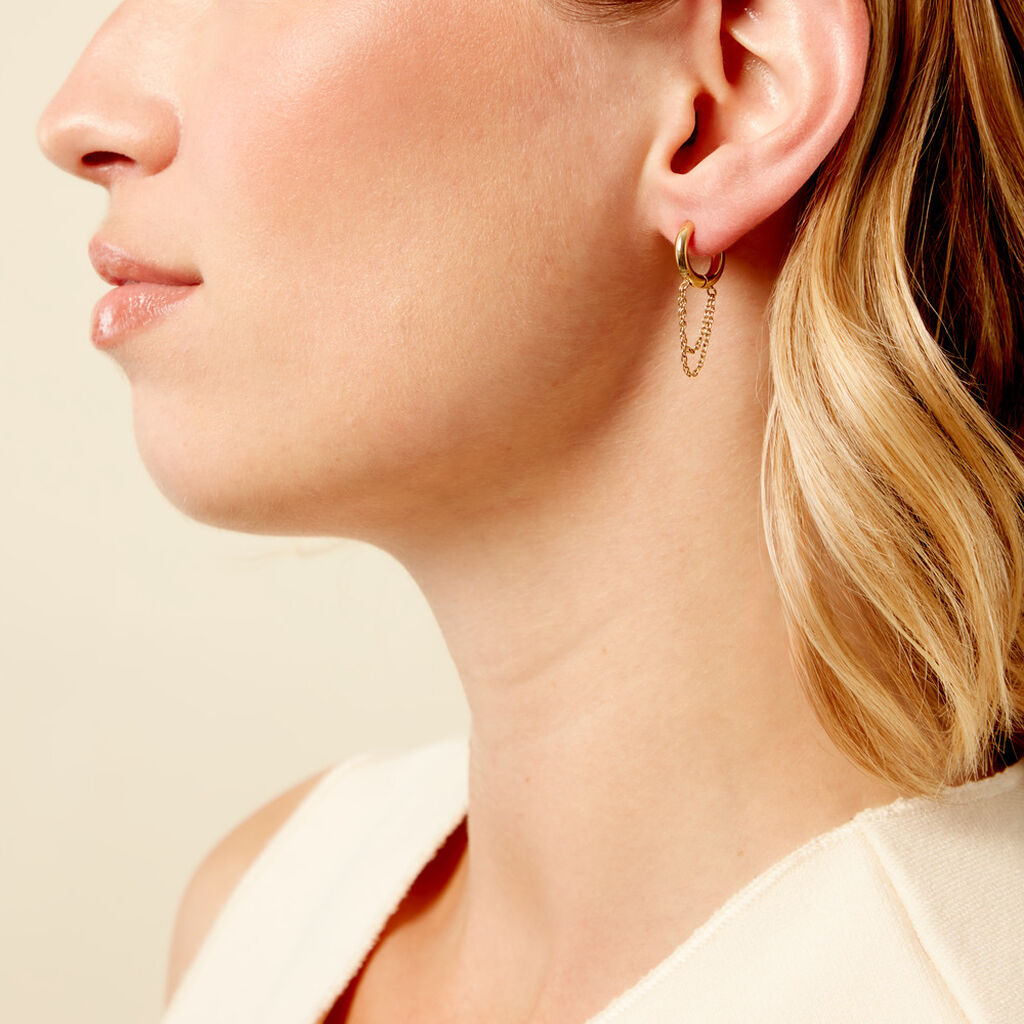 Créoles Nessa Acier Jaune - Boucles d'oreilles créoles Femme | Histoire d’Or