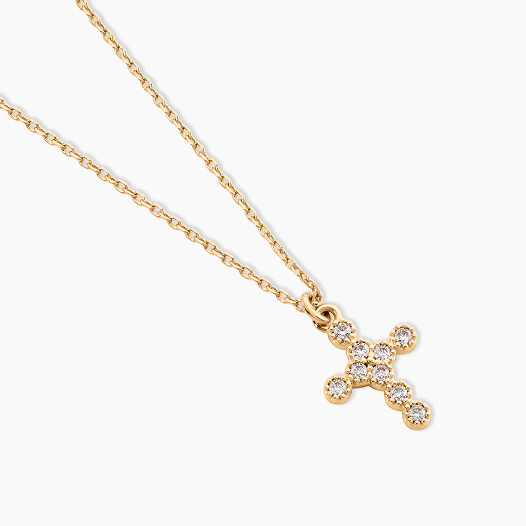 Collier Dainty Plaqu&eacute; Or Jaune Oxyde De Zirconium - Colliers Femme | Histoire d&rsquo;Or