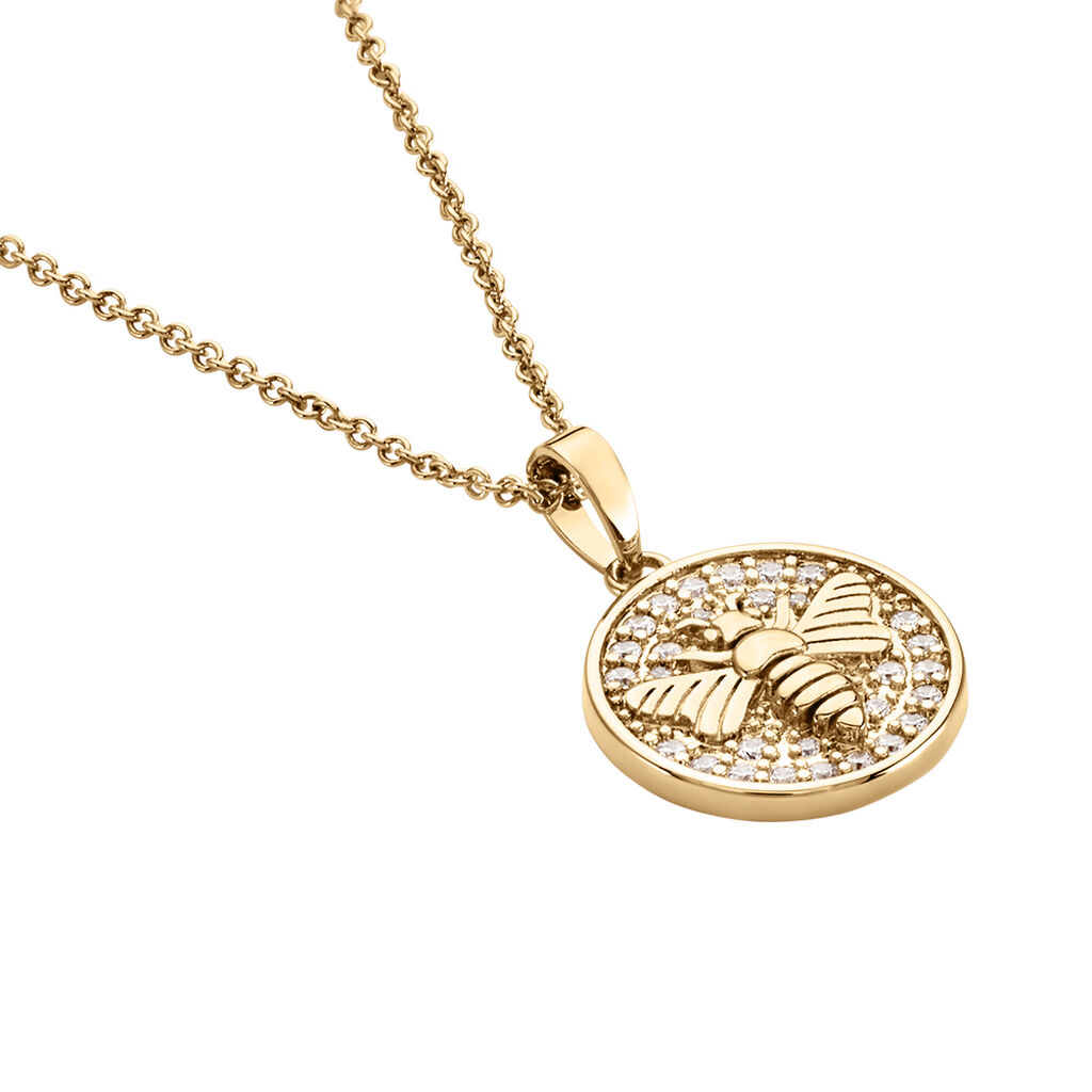 Collier Abelha Plaqu&eacute; Or Jaune Oxyde De Zirconium - Colliers Femme | Histoire d&rsquo;Or