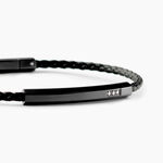 Bracelet Jourdan Cuir De Vache Noir Diamant Synth&eacute;tique - Bracelets Cuir Homme | Histoire d&rsquo;Or