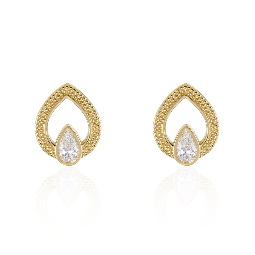Boucles D'oreilles Puces Plaqué Or Lame Oxydes De Zirconium - Boucles d'oreilles fantaisie Femme | Histoire d’Or