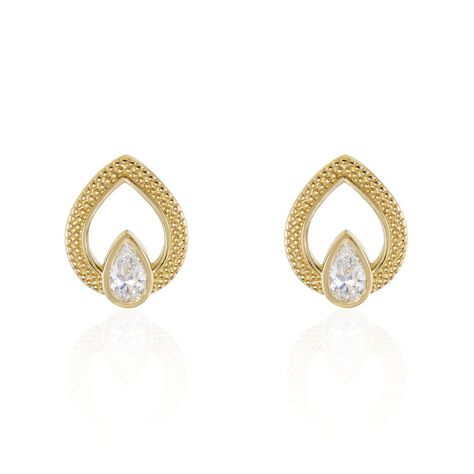 Boucles D'oreilles Puces Plaqué Or Lame Oxydes De Zirconium - Boucles d'oreilles fantaisie Femme | Histoire d’Or