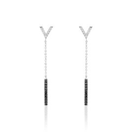 Boucles D'oreilles Pendantes Rachel Or Blanc Diamant - Boucles d'oreilles pendantes Femme | Histoire d’Or