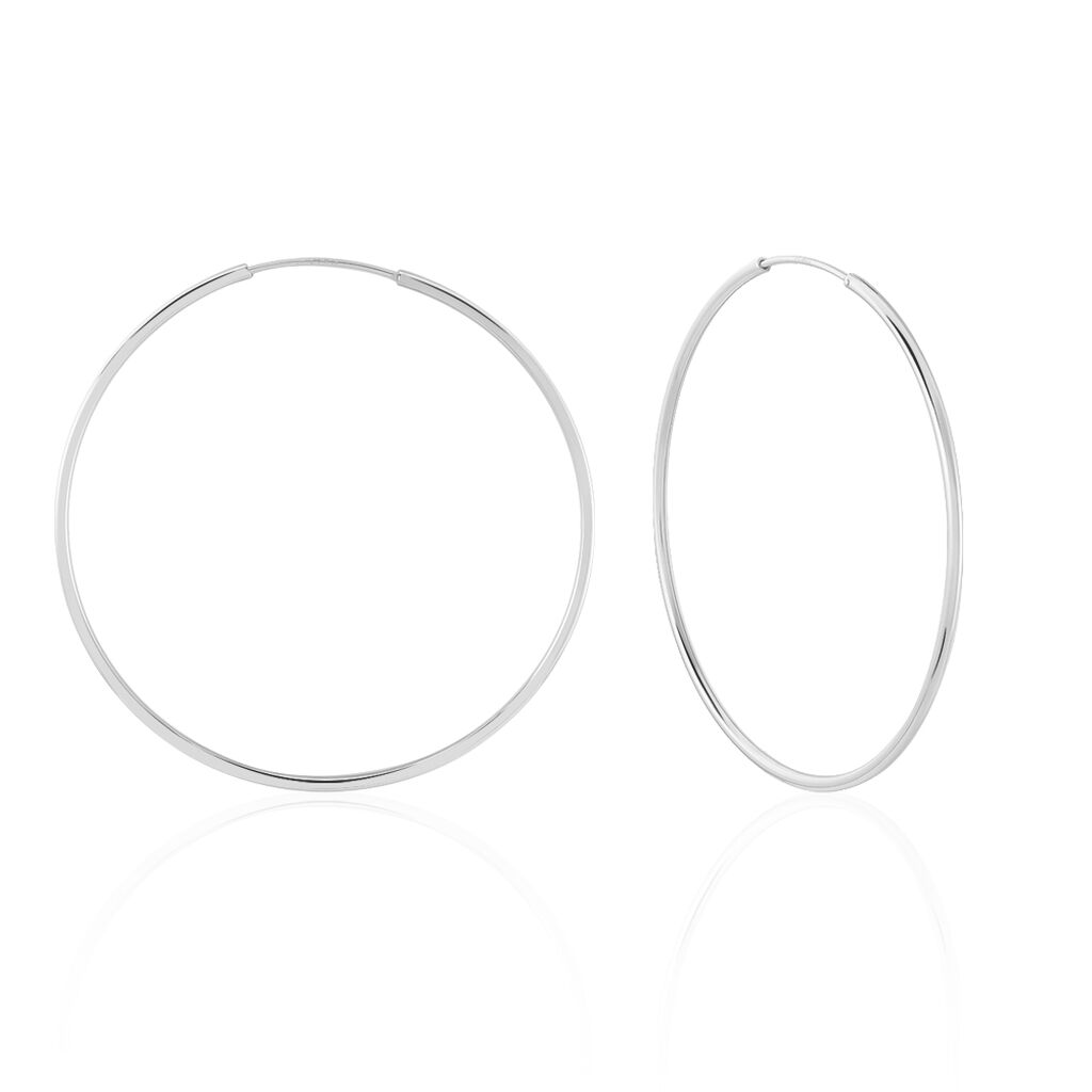 Créoles Argent Blanc Olympia - Boucles d'oreilles créoles Femme | Histoire d’Or