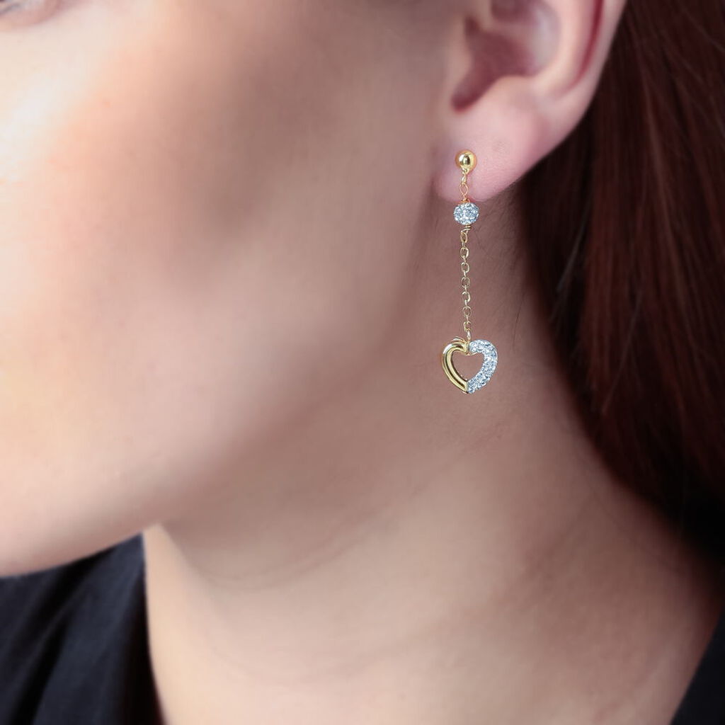 Boucles D'oreilles Puces Laurentia Or Jaune Strass - Boucles d'oreilles pendantes Femme | Histoire d’Or