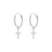 Créoles Elvyn Argent Blanc - Boucles d'Oreilles Croix Femme | Histoire d’Or